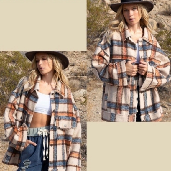 NEW POL PLAID SHACKET - Picture 3 of 16
